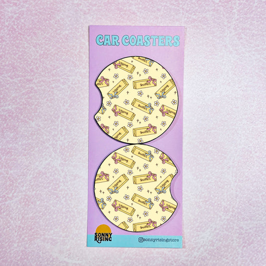 2 Car Coasters, Butter Lover