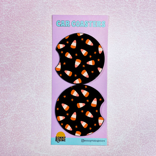 2 Car Coasters, Candy Corn Pattern