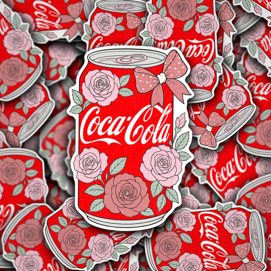 Vinyl Decal Floral Red Soda