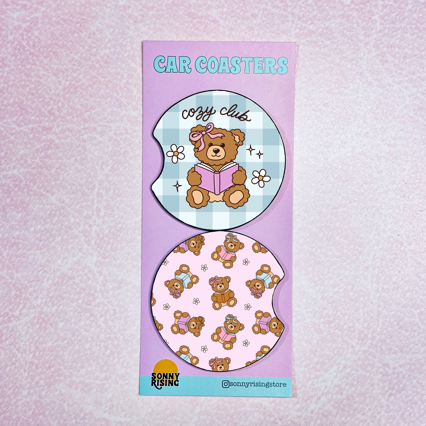 2 Car Coasters, Cozy Club Bear