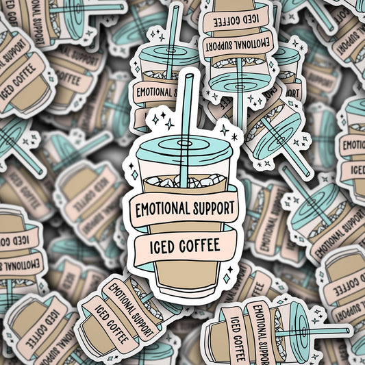 Vinyl Decal Emotional Support Iced Coffee