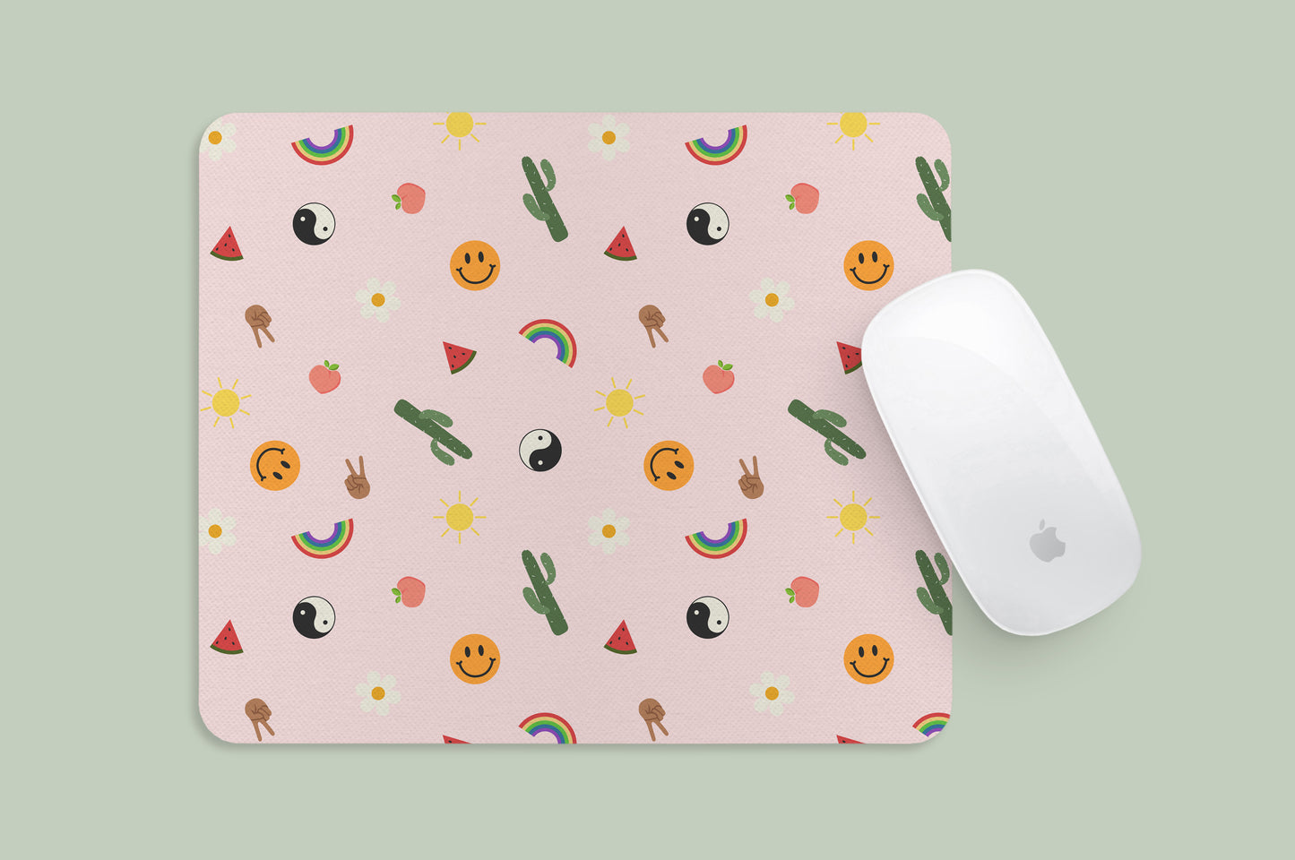 Mousepad Happy Cactus Icons Pattern