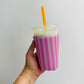 Iced Coffee Sleeve, Pink Stripe Pattern