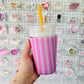 Iced Coffee Sleeve, Pink Stripe Pattern