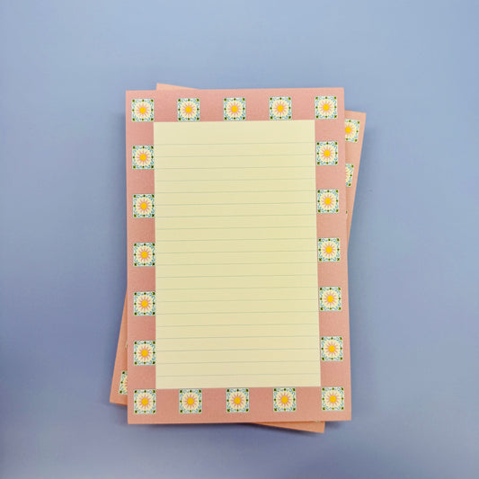 4x6 Notepad, Pink Sun Tile Pattern