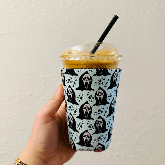 Iced Coffee Sleeve, Ghostface Blue Pattern