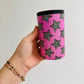 12 oz Can Cooler, Cheetah Stars on Pink