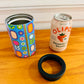 12 oz Can Cooler, Colorful Retro Floral Pattern