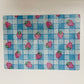 Glass Cutting Board, Strawberry Blue Gingham Pattern