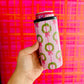 Slim Can Cooler, Pink Wreath Pattern