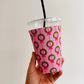 Iced Coffee Sleeve, Pink Wreaths