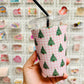 Iced Coffee Sleeve, Pink Gingham Trees