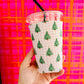 Iced Coffee Sleeve, Pink Gingham Trees