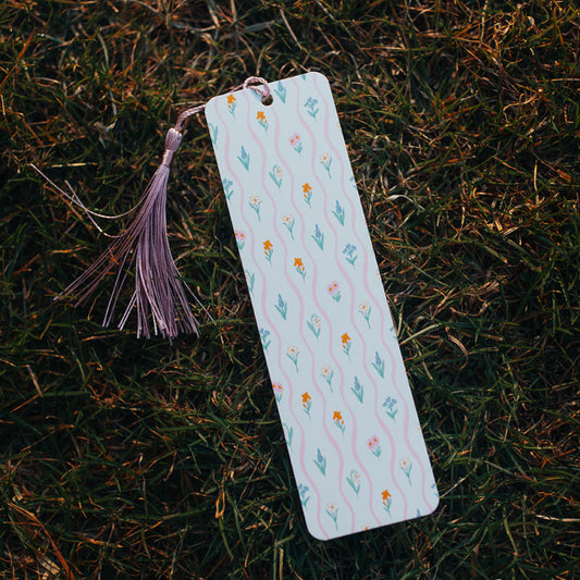 Bookmark With Tassel Spring Floral Rows