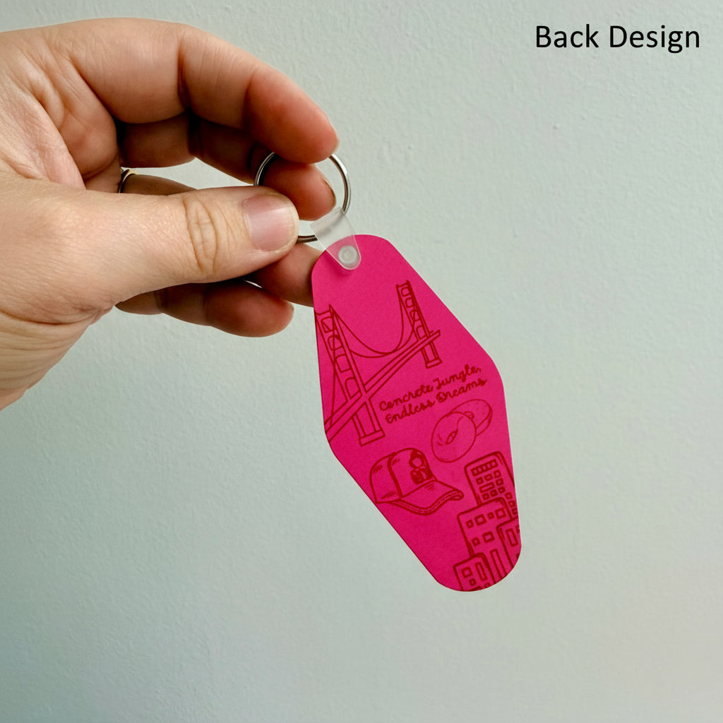 Motel Style Keychain, Pink New York Themed Icons