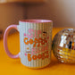 15 oz Mug, Sip Coffee Read Books with Pink Handle