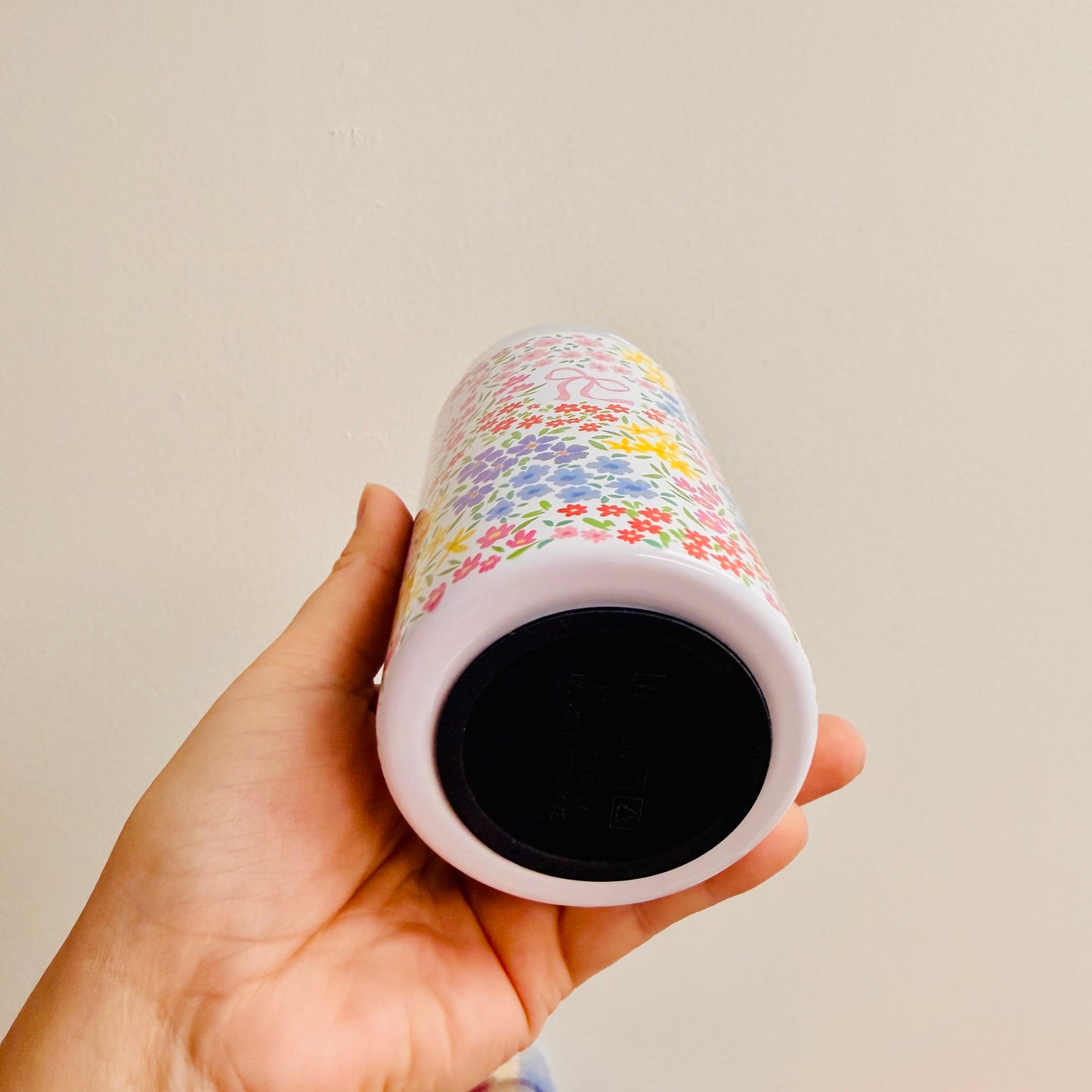 16 oz Stainless Steel Cup, Bows and Ditsy Floral Pattern