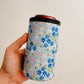 12 oz Can Cooler, Blue Ditsy Floral Pattern