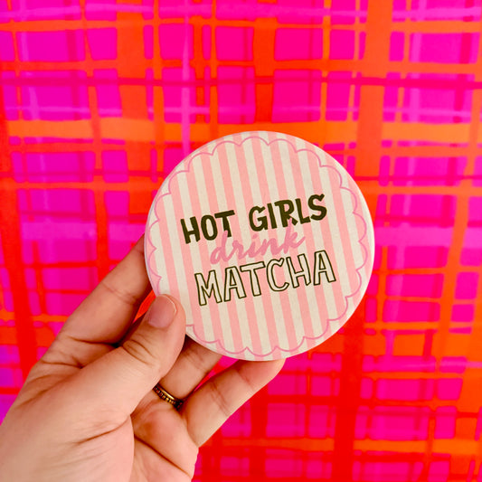 Ceramic Drink Coaster, Hot Girls Drink Matcha