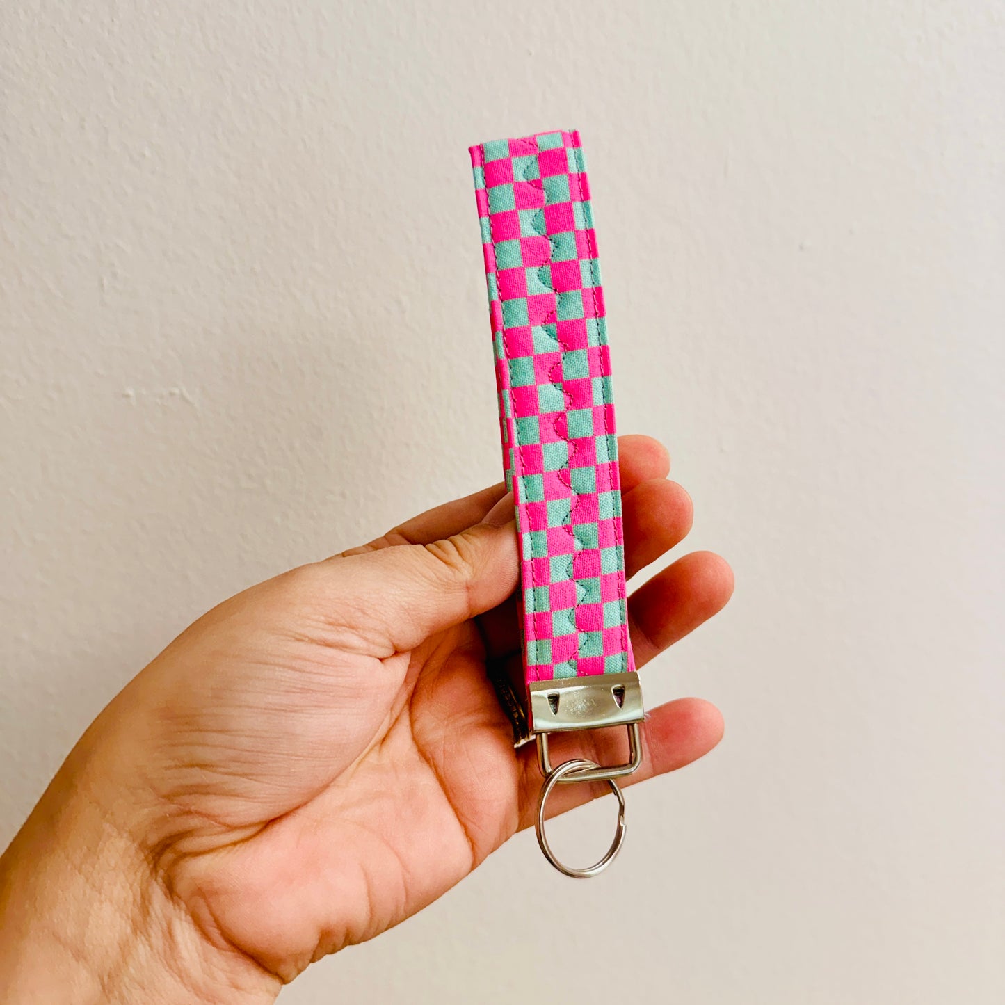 Wristlet, Pink & Mint Checker Pattern