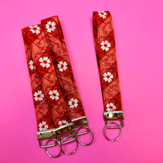 Wristlet, Red Floral Pattern