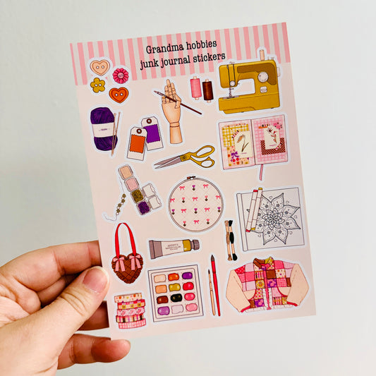 Junk Journal Stickers, Grandma Hobbies