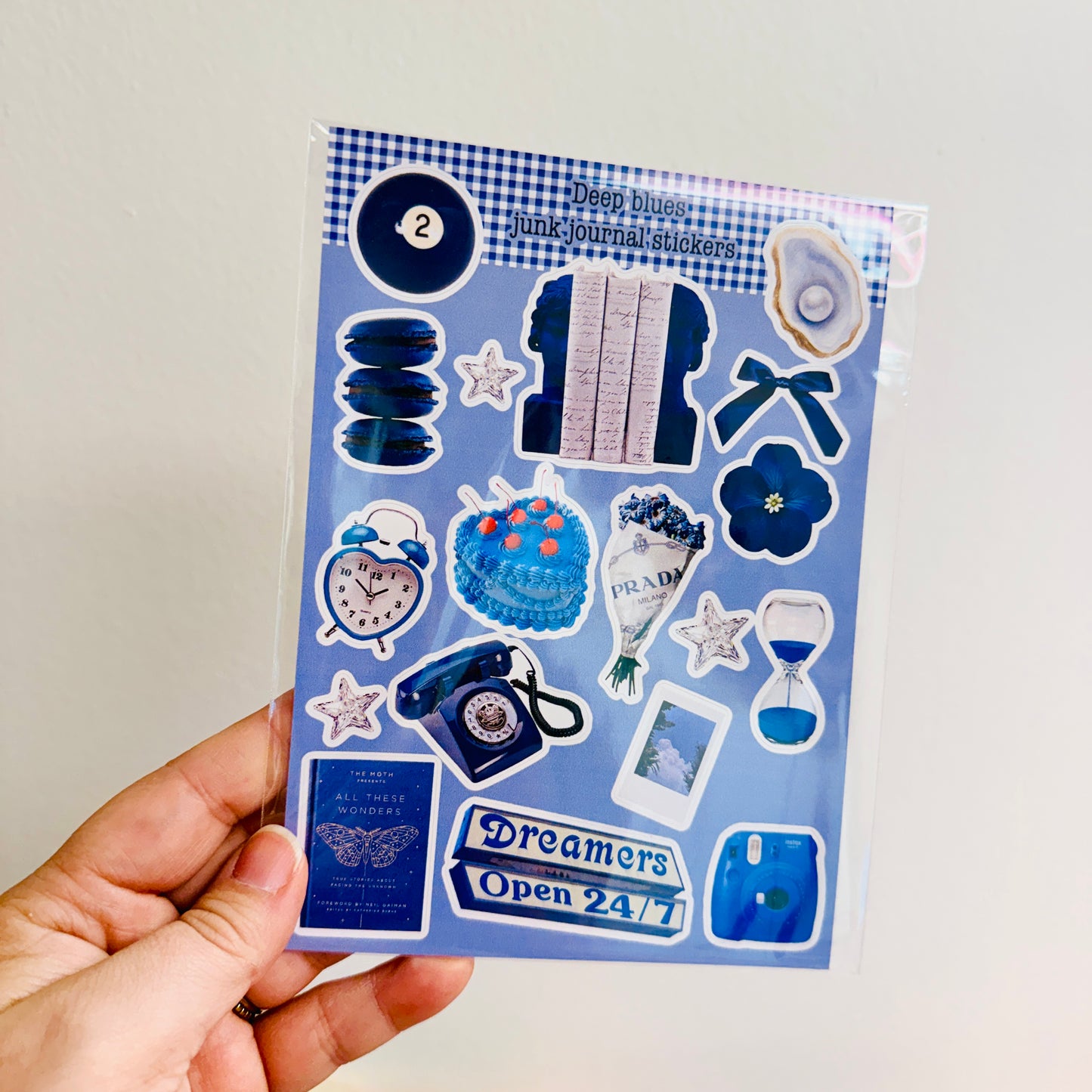 Junk Journal Stickers, Deep Blues