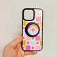 Magnetic Phone Grip, Bright Pink Quilt Pattern