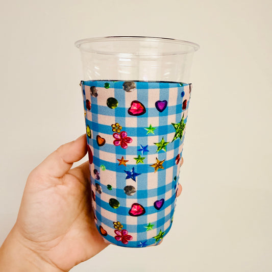 Iced Coffee Sleeve, Whimsy Pattern
