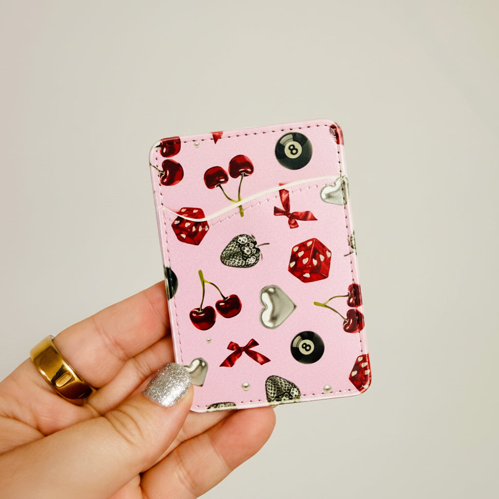 Magnetic Phone Wallet, 8 Ball & Dice Pattern
