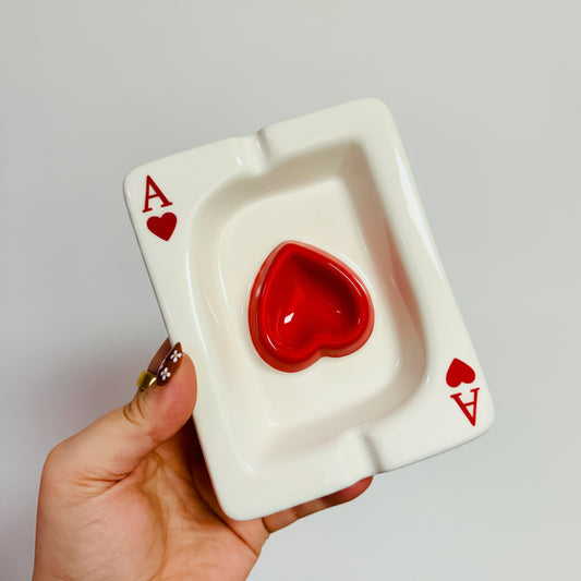 Ceramic Ashtray Ace of Hearts Or Ace of Spades
