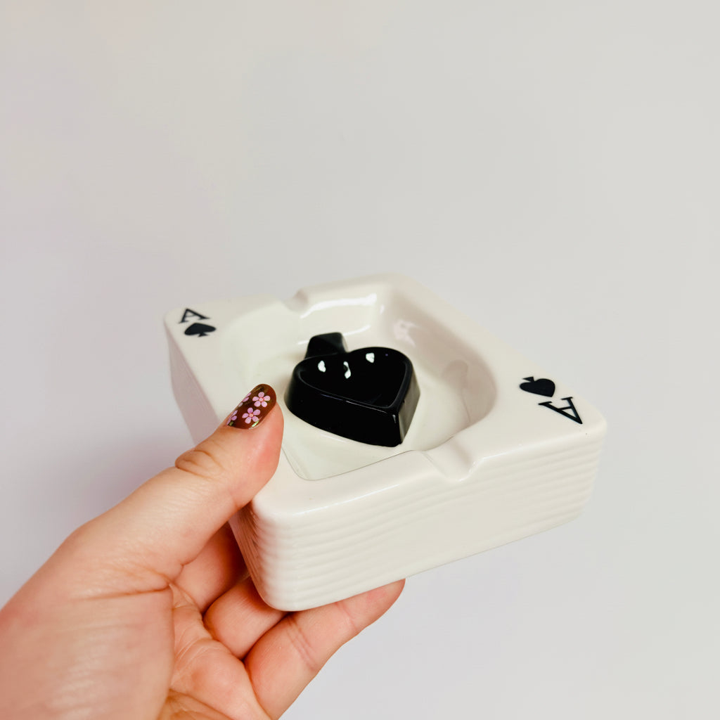 Ceramic Ashtray Ace of Hearts Or Ace of Spades