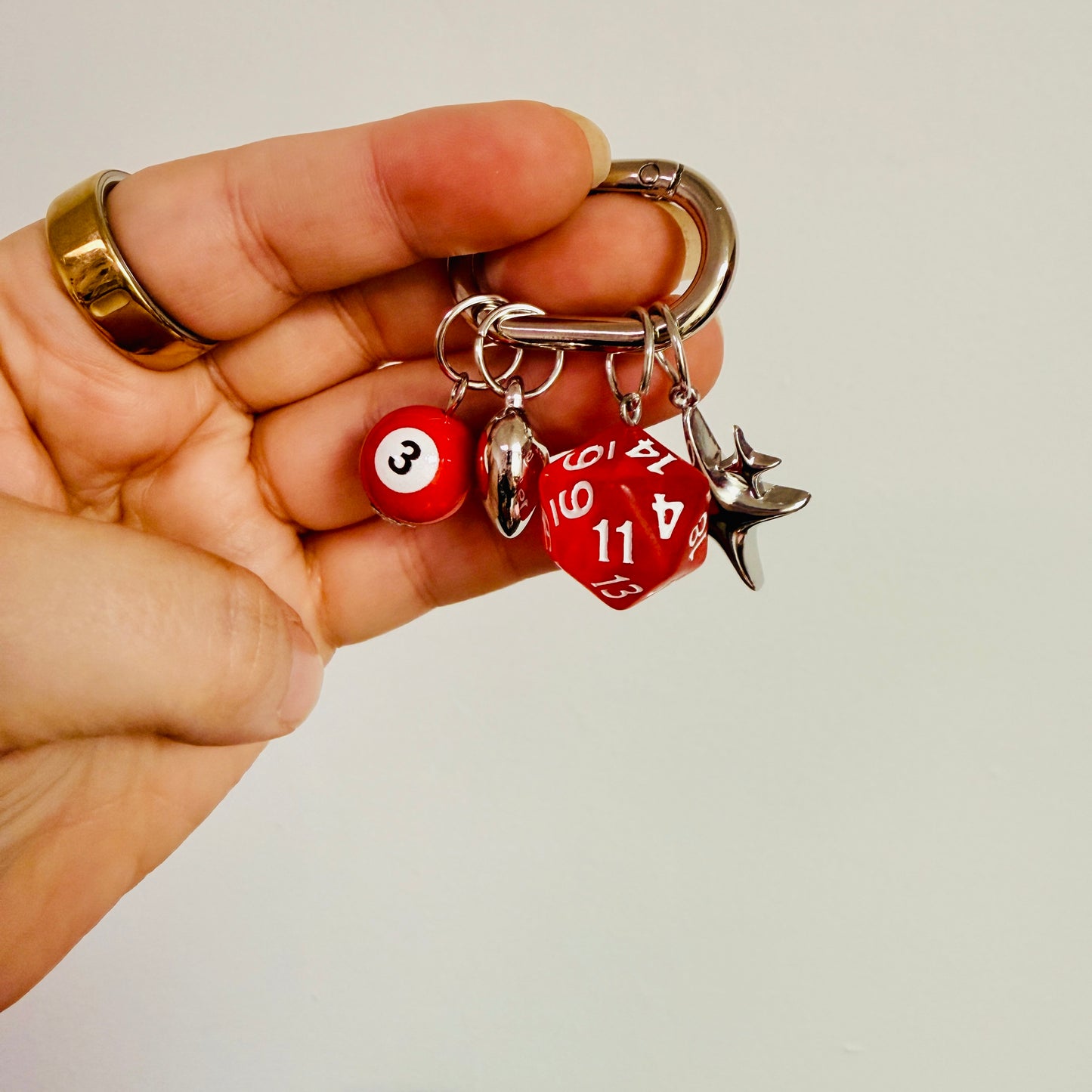 Keychain, Carabiner 8 ball and dice