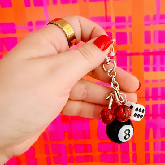 Keychain, 8 Ball & Cherries