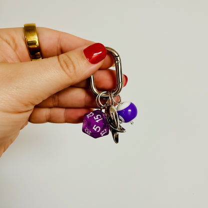 Keychain, Carabiner 8 ball and dice
