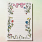 4x6 Notepad, Hand Drawn Floral Bow Border