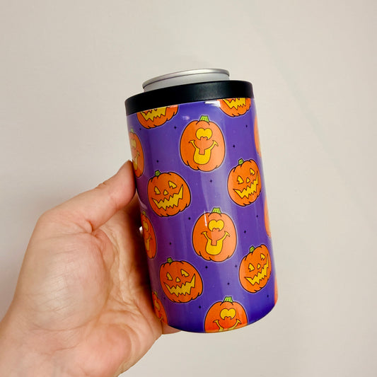 12 oz Can Cooler, Retro Jack O Lanterns Pattern