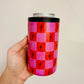 12 oz Can Cooler, Bright Pink Lightening Bolts Pattern