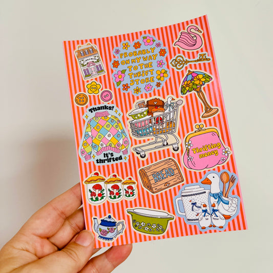 Junk Journal Stickers, Thrift Store Lover Minis
