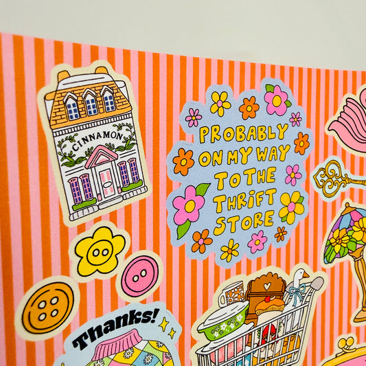 Junk Journal Stickers, Thrift Store Lover Minis