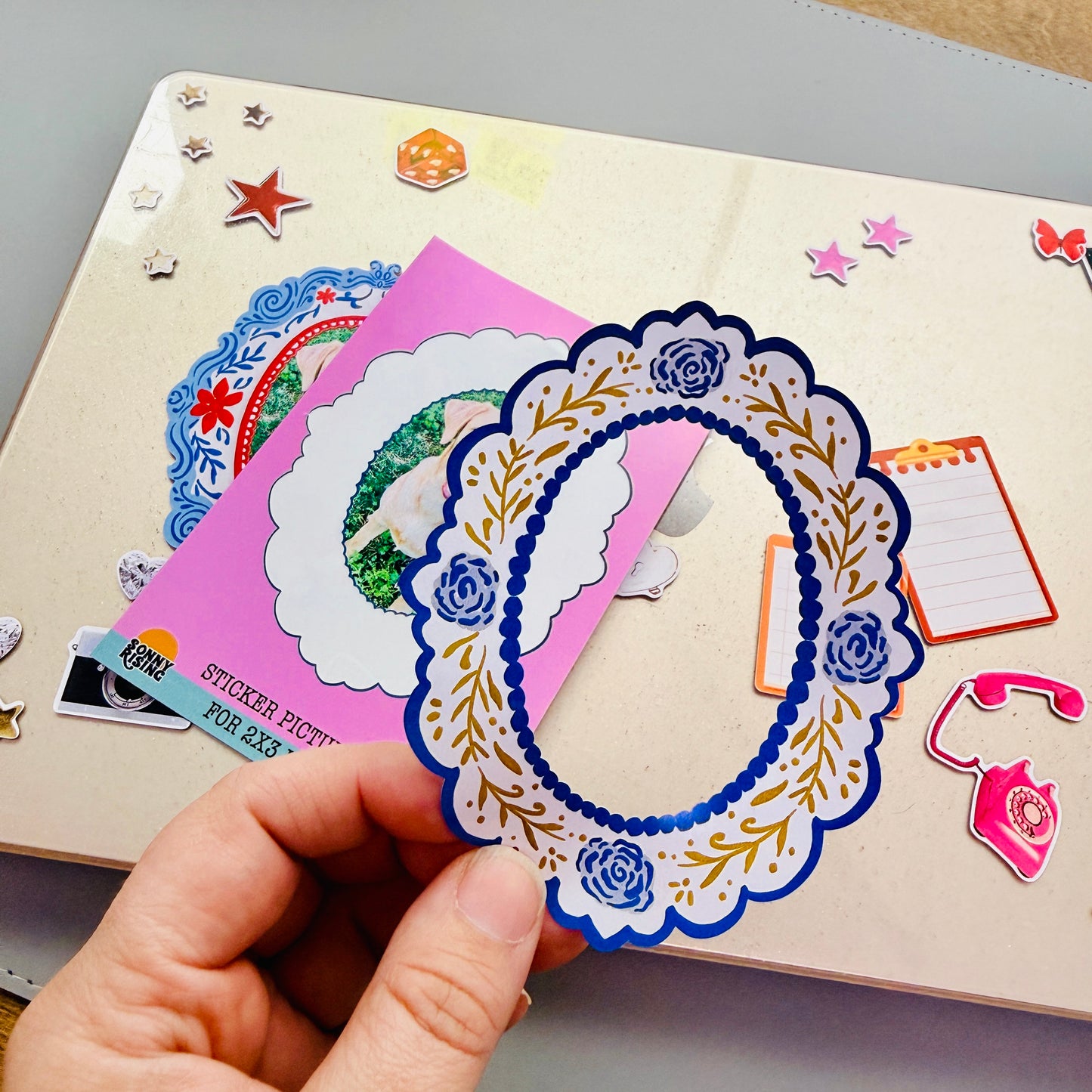 Sticker Picture Frame, Choice of Folk Art Style
