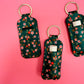 Chapstick Holder Keychain, Green Floral Pattern