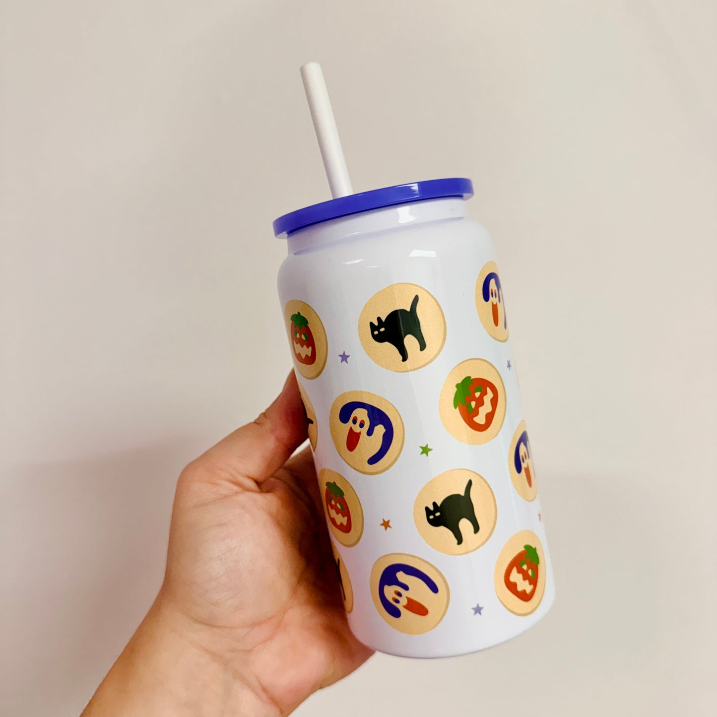 16 oz Stainless Steel Cup, Halloween Sugar Cookies Pattern