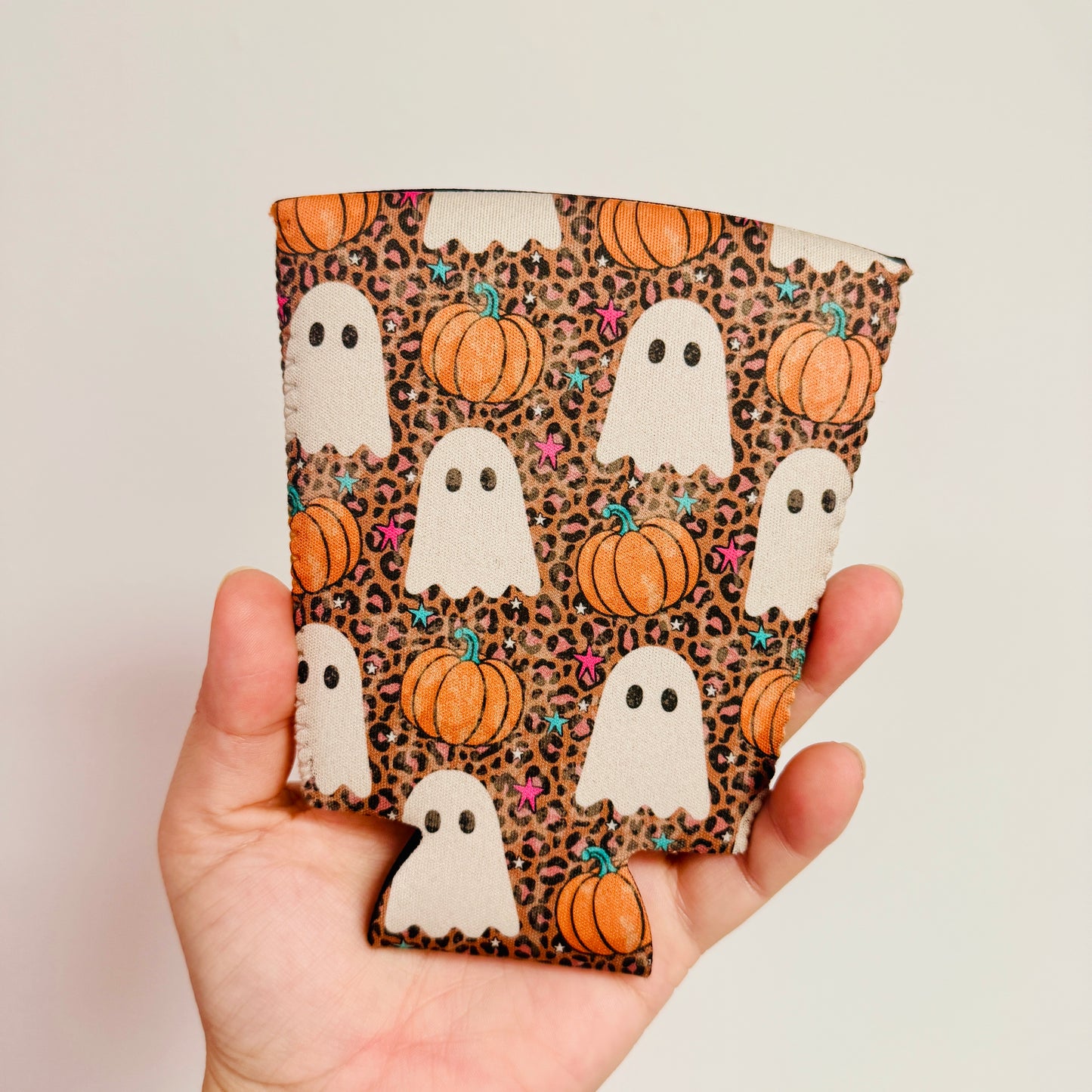 Iced Coffee Sleeve, Cheetah Ghosts Pattern