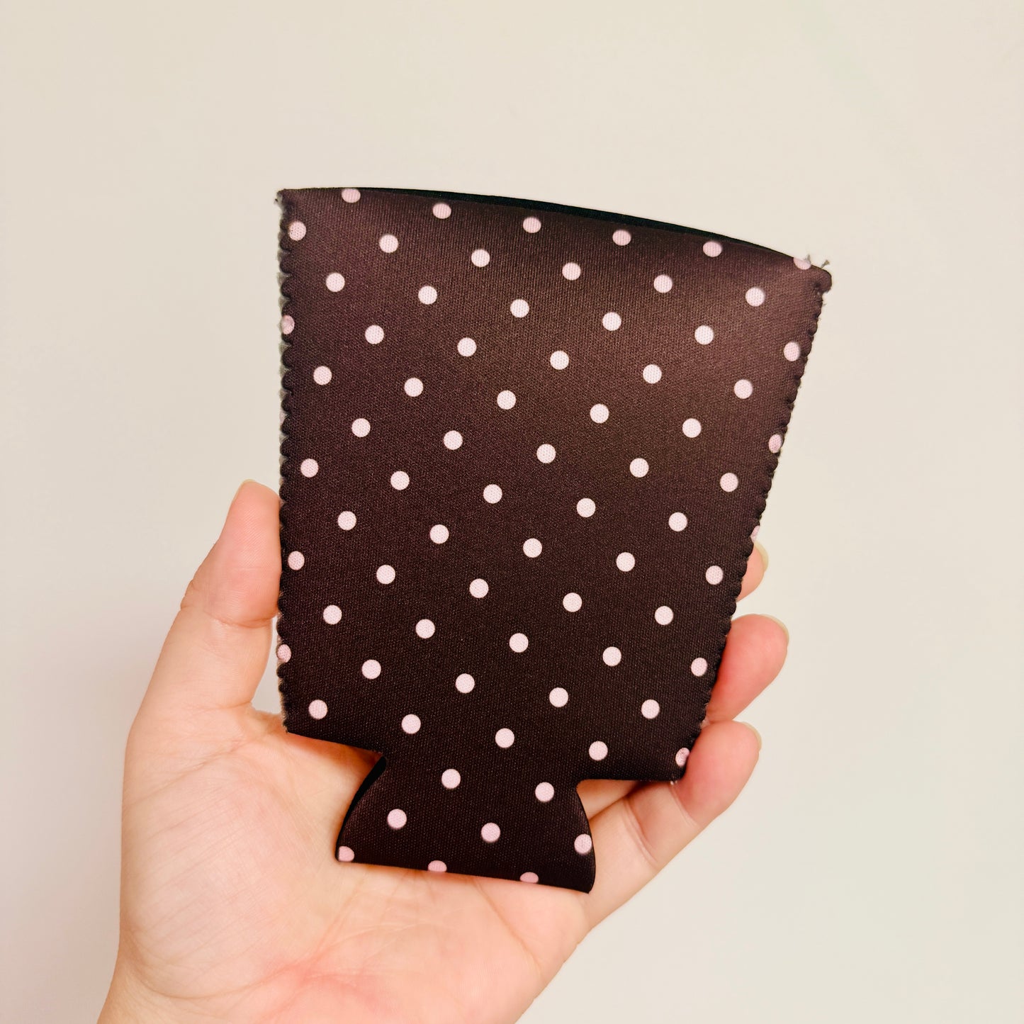 Iced Coffee Sleeve, Pink & Brown Polka Dot Pattern