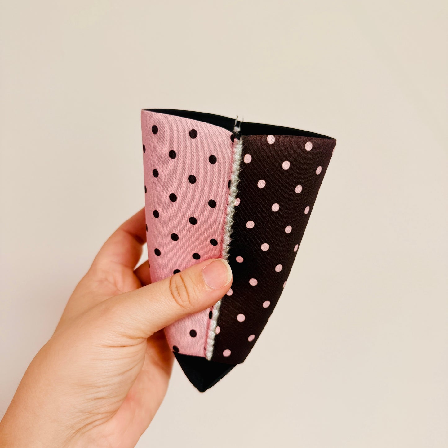 Iced Coffee Sleeve, Pink & Brown Polka Dot Pattern