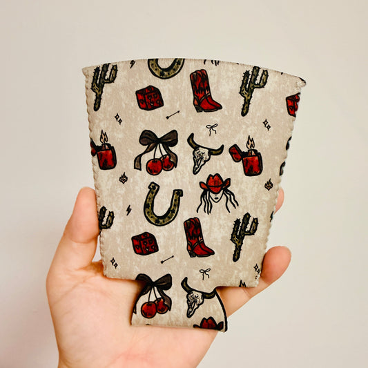 Iced Coffee Sleeve, Concrete Western Pattern