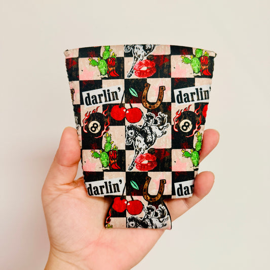 Iced Coffee Sleeve, Darlin Cowboy Checker Pattern