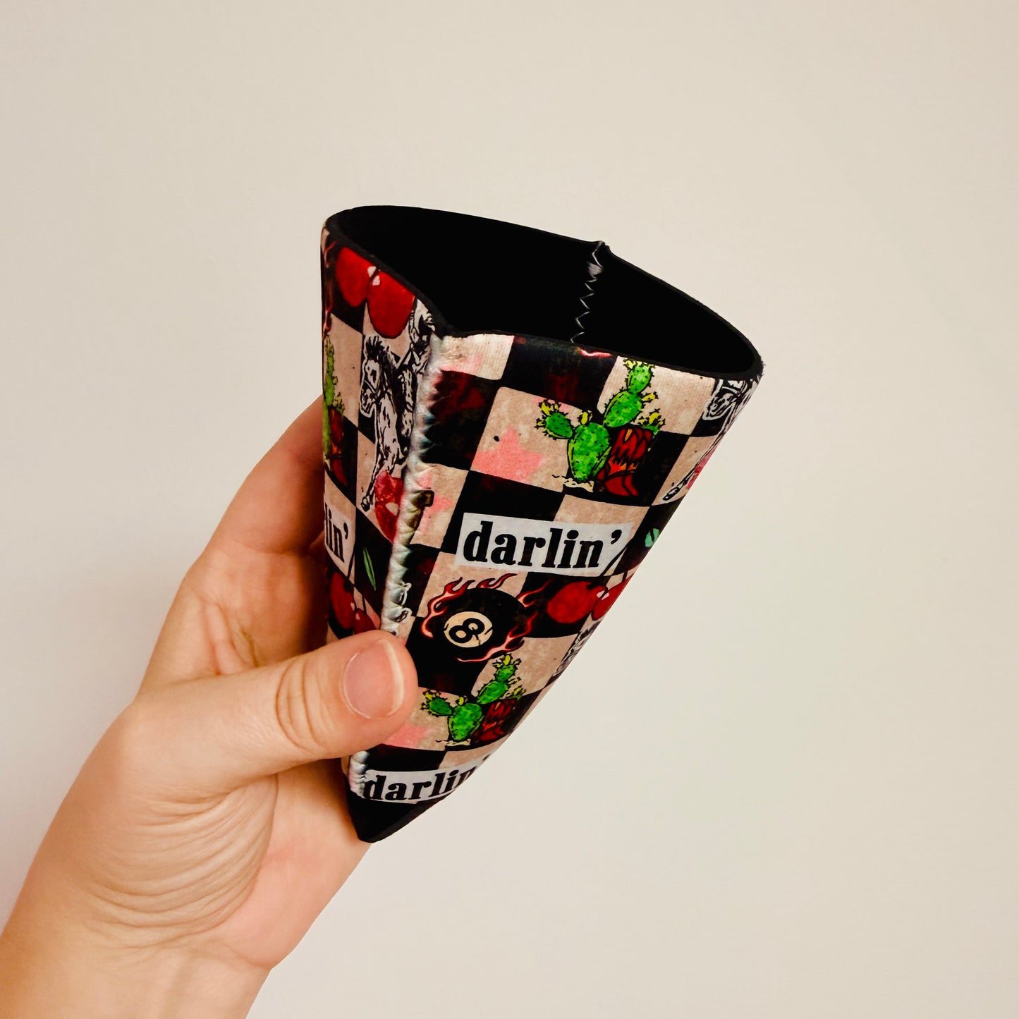 Iced Coffee Sleeve, Darlin Cowboy Checker Pattern
