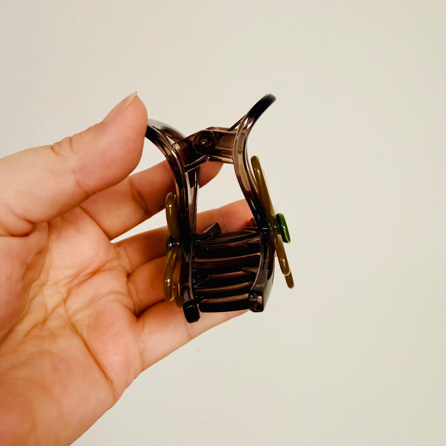 Hair Clip, Brown With Flower